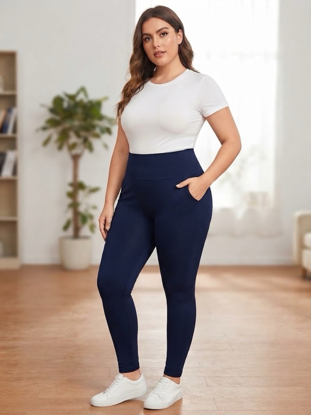 one 5 one Navy High-Waist Leggings - no pockets